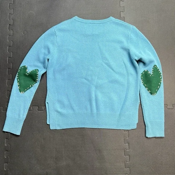 KERRI ROSENTHAL 100% Cashmere "Loved" Patchwork Sweater Blue Small $350 - Picture 7 of 13